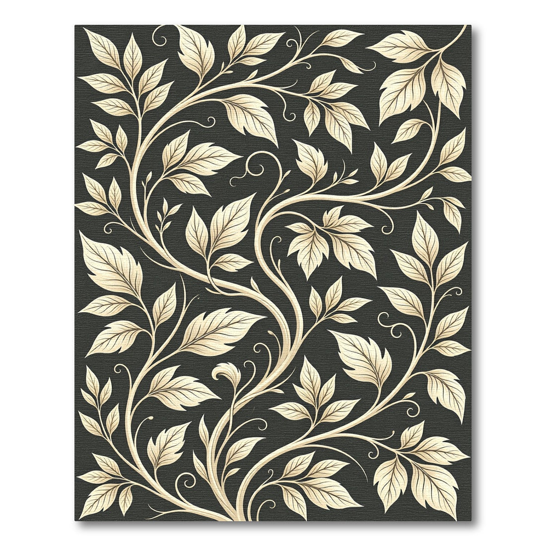 Earthy Tan Vine Scroll Floral Rug