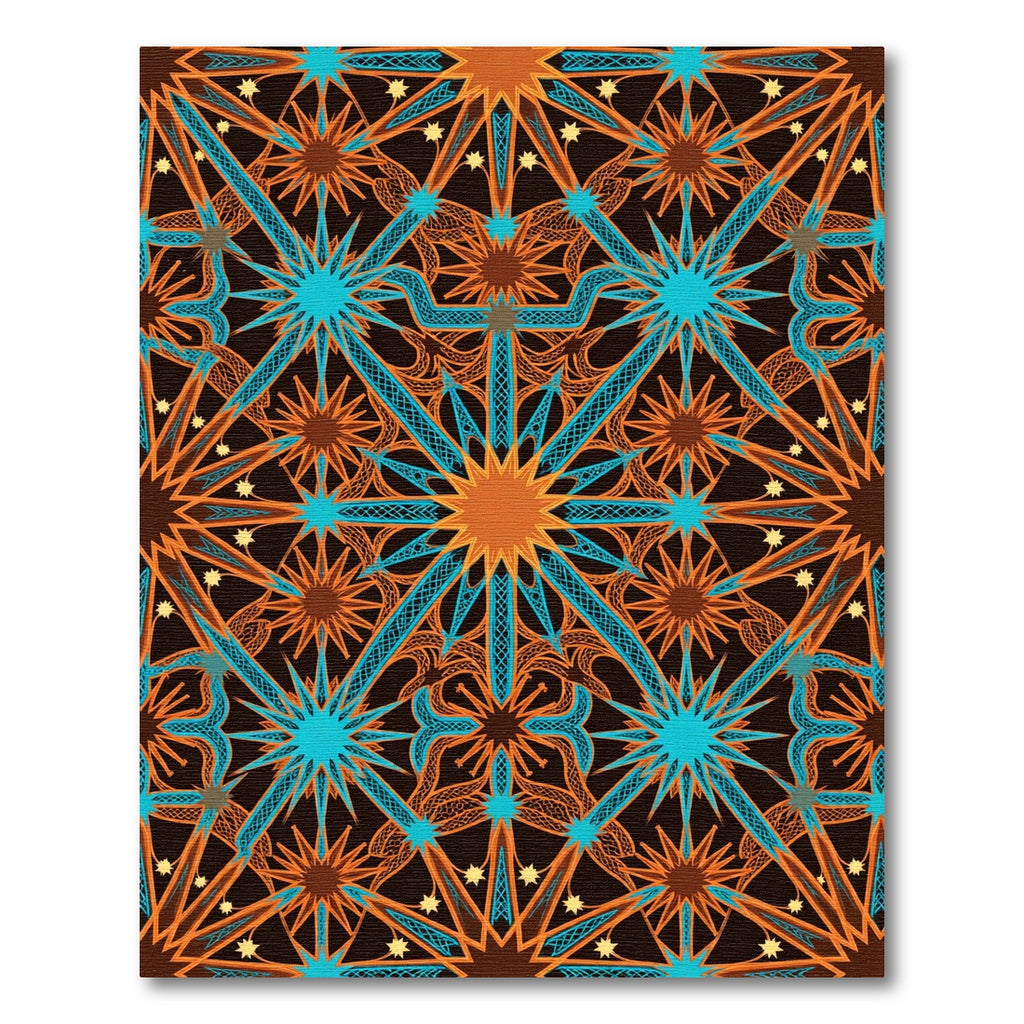 Celestial Starburst Teal and Amber Art Rug