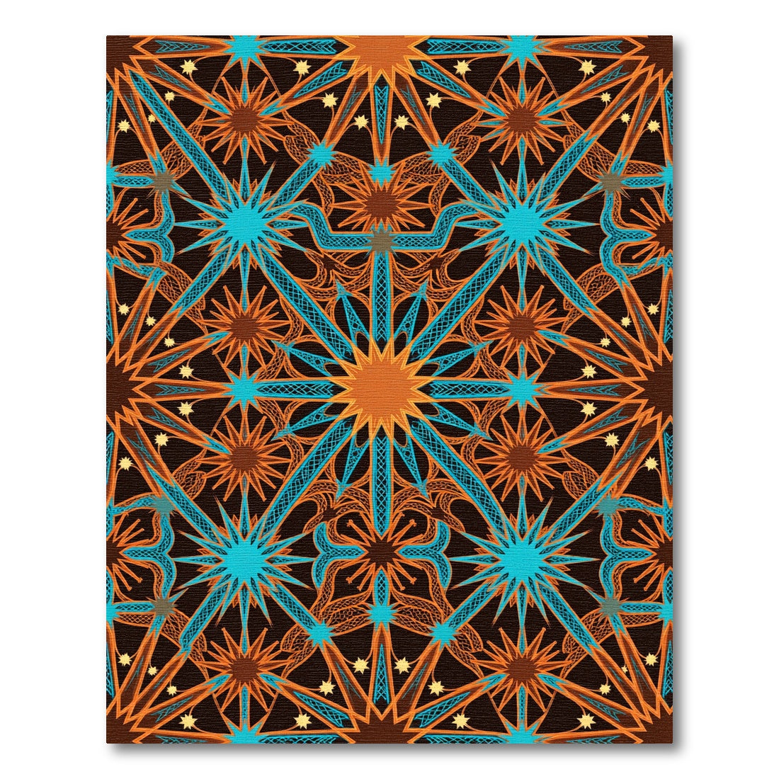 Celestial Starburst Teal and Amber Art Rug