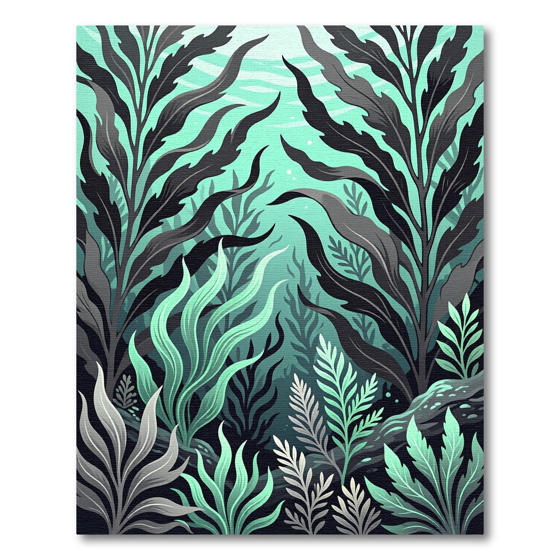 Lush Green Kelp Forest Seaweed Rug