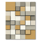 Geometric Cubes Mustard Grey White Rug