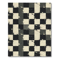 Distressed Monochrome Checkered Grid Rug