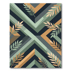 Geometric Sage and Ochre Botanical Art Rug