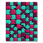 Geometric Pixel Art Teal Magenta Blocks Rug
