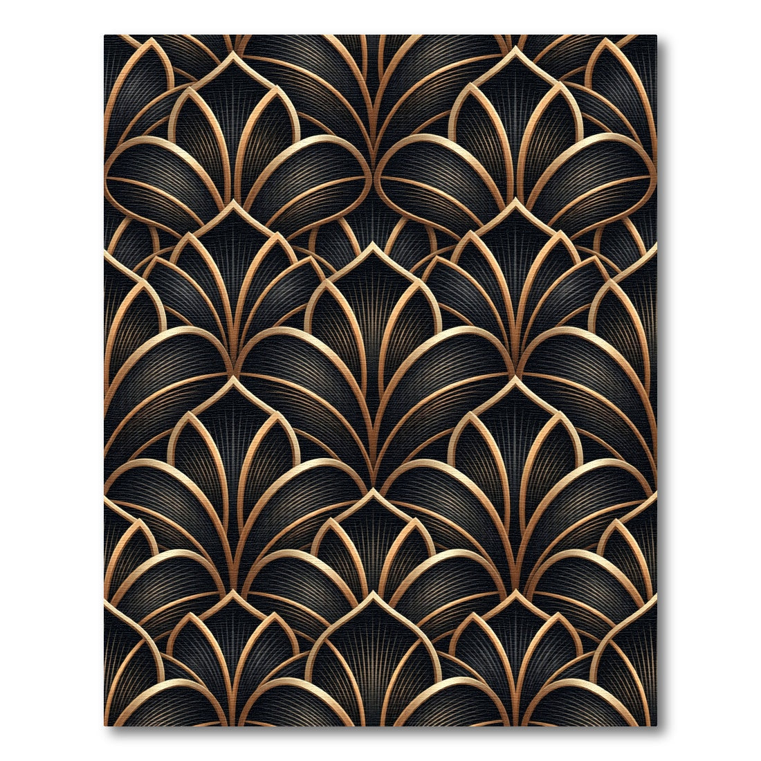 Art Deco Black Gold Fan Rug