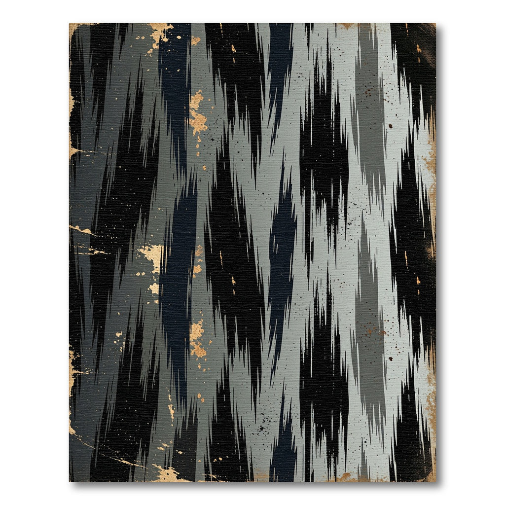 Grungy Black Gray Vertical Streak Rug