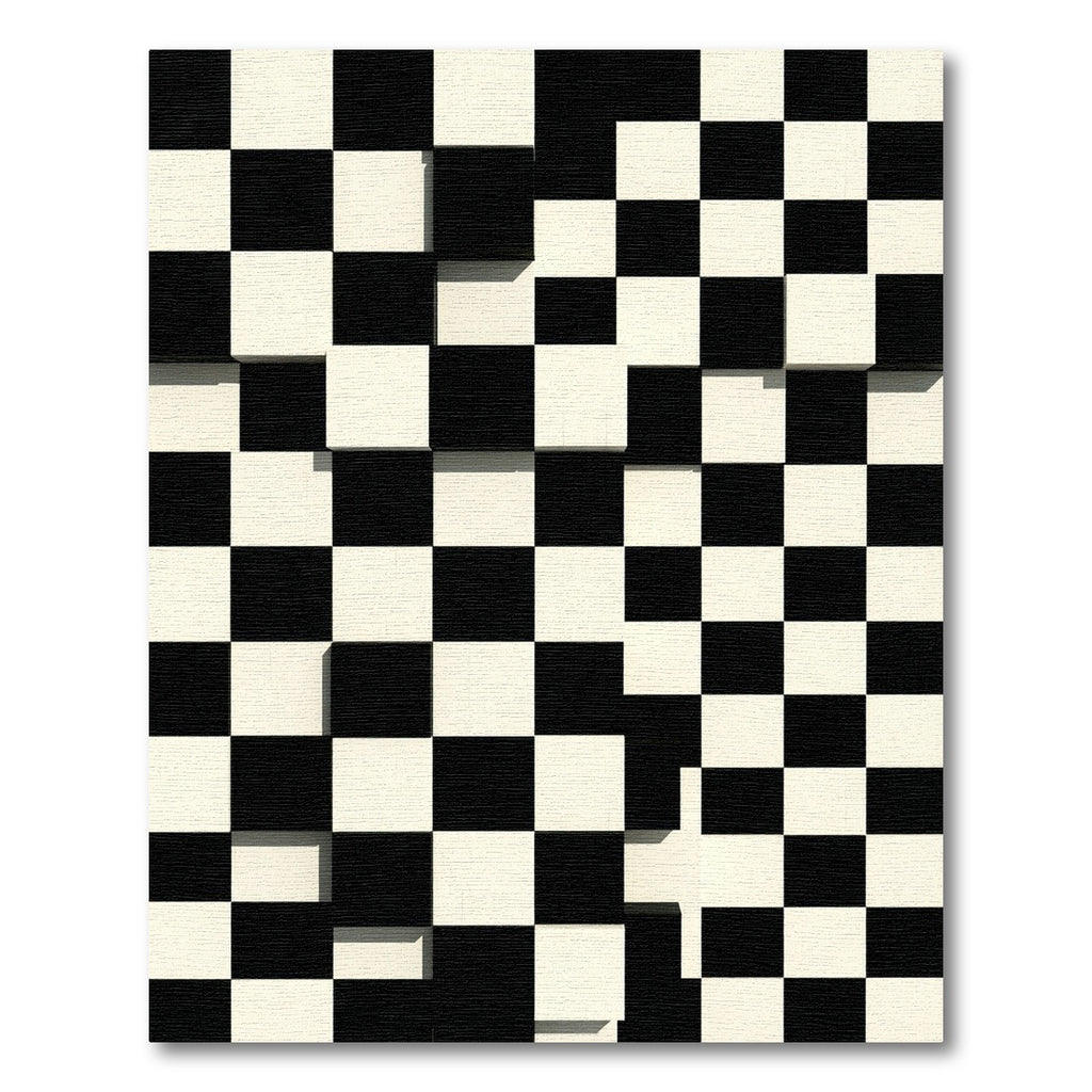 Black White Checkerboard Optical Illusion Rug