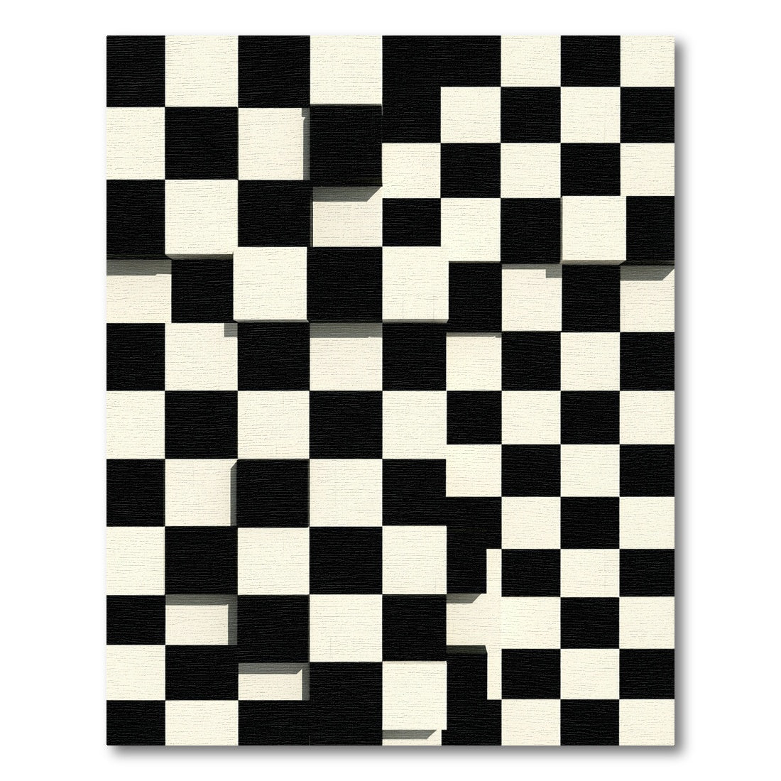 Black White Checkerboard Optical Illusion Rug