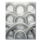 Monochromatic Silver Cloud Arched Structure Rug