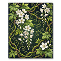 White Blossom Vine Botanical Art Rug