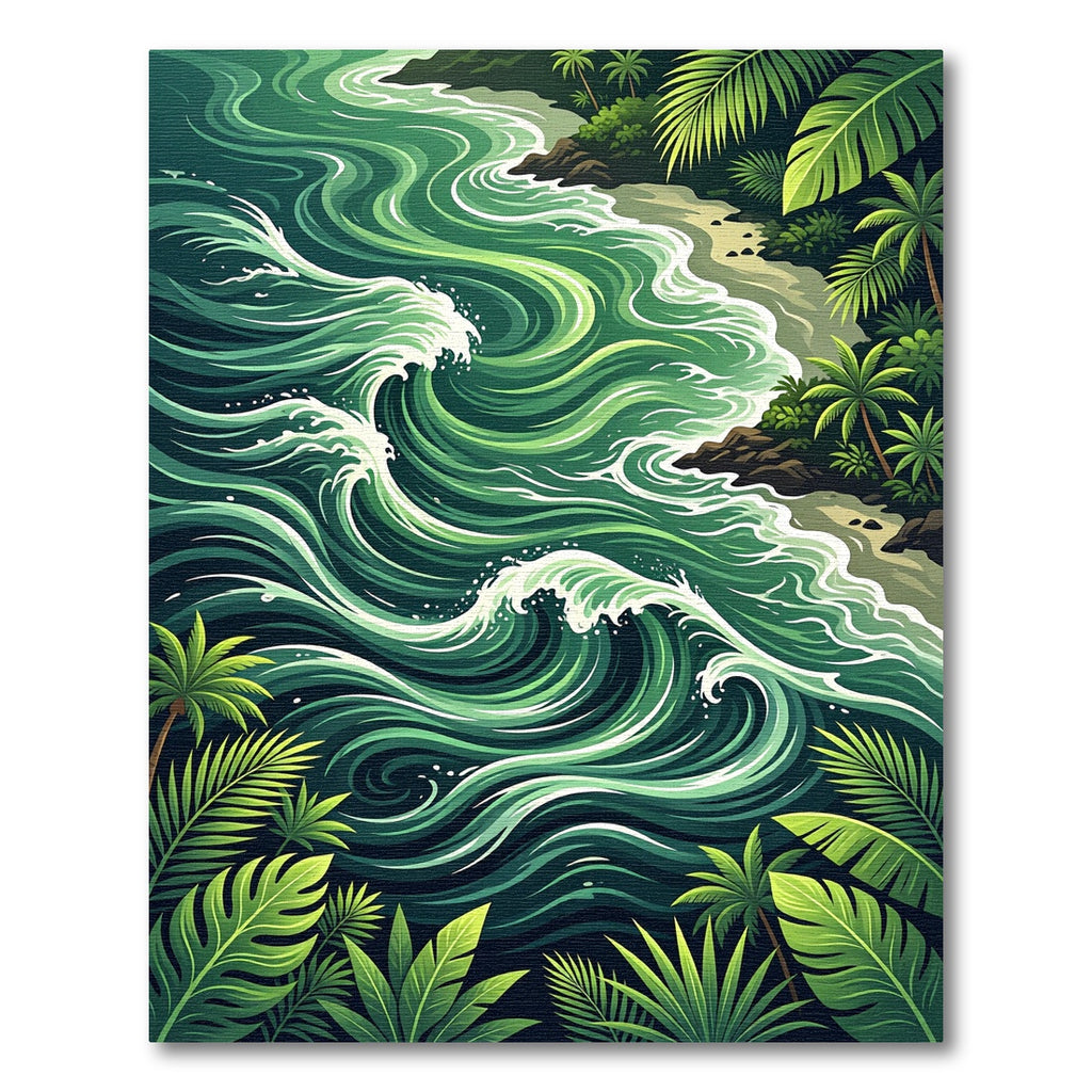 Lush Emerald Tropical Ocean Swirl Rug