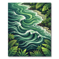 Lush Emerald Tropical Ocean Swirl Rug