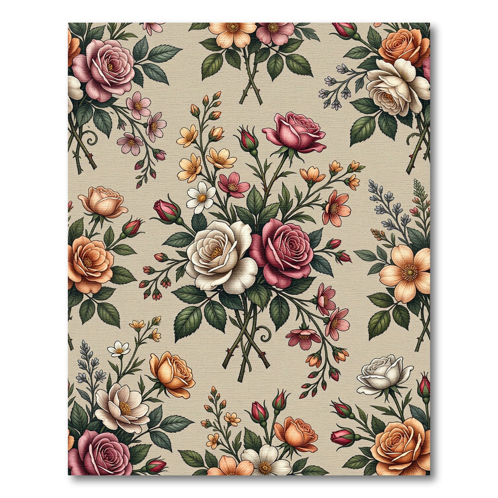 Rose Blossom Bouquet Garden Print Rug