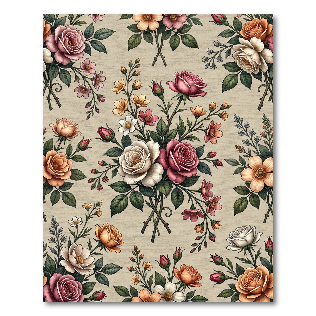 Rose Blossom Bouquet Garden Print Rug