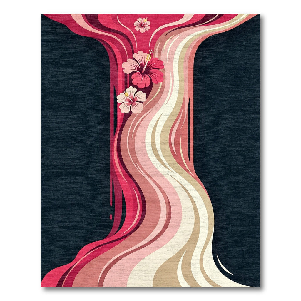 Tropical Hibiscus Fluid Wave Abstract Rug