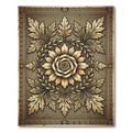 Golden Acanthus Leaf Medallion Gilded Rose Rug