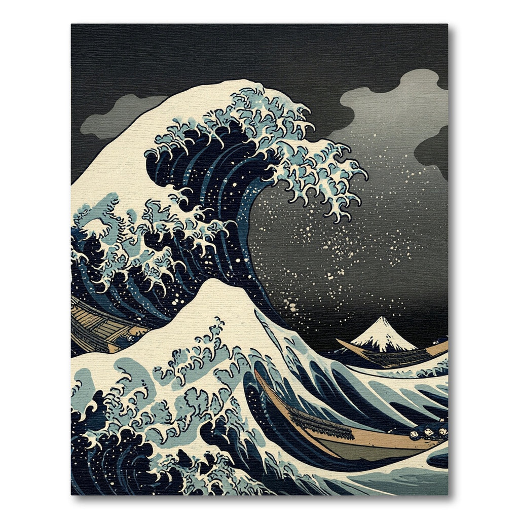 Deep Blue Ocean Wave Mt Fuji Rug