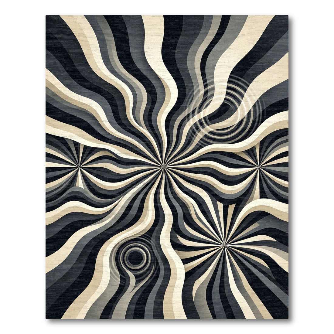 Monochrome Wavy Swirl Abstract Area Rug