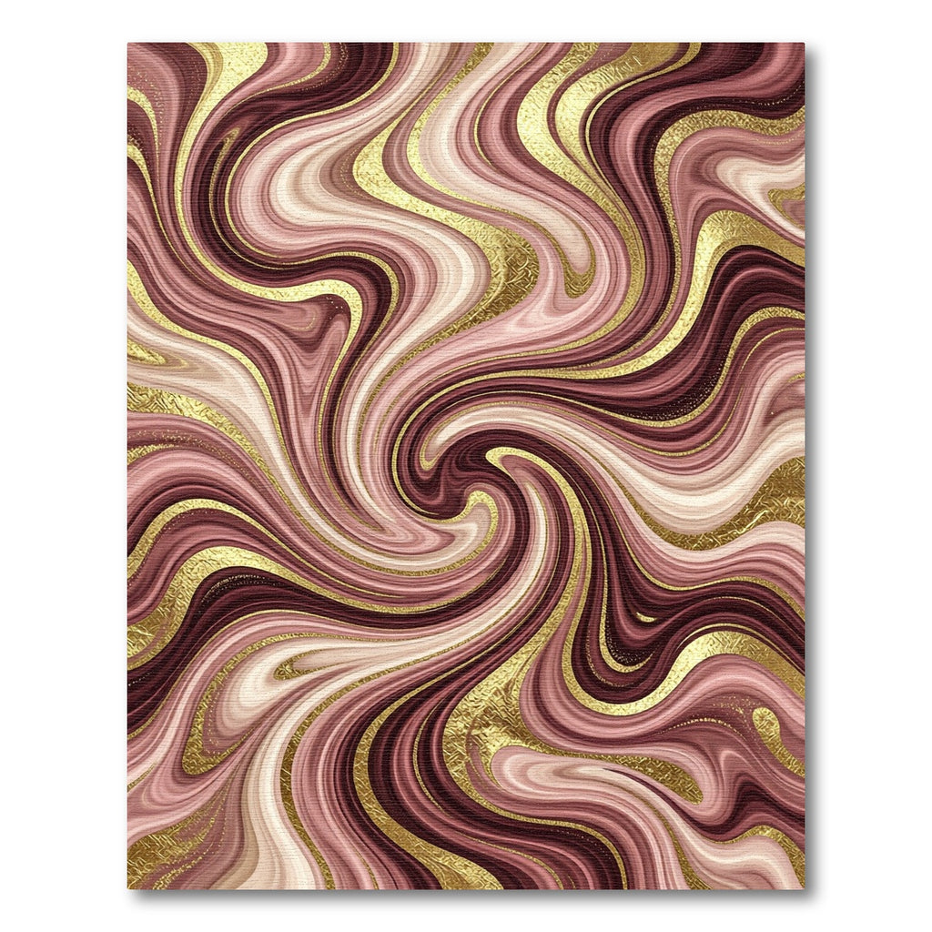 Burgundy and Gold Marble Swirl Rug