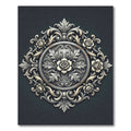 Elegant Gray Rose Floral Medallion Rug
