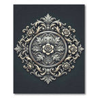 Elegant Gray Rose Floral Medallion Rug