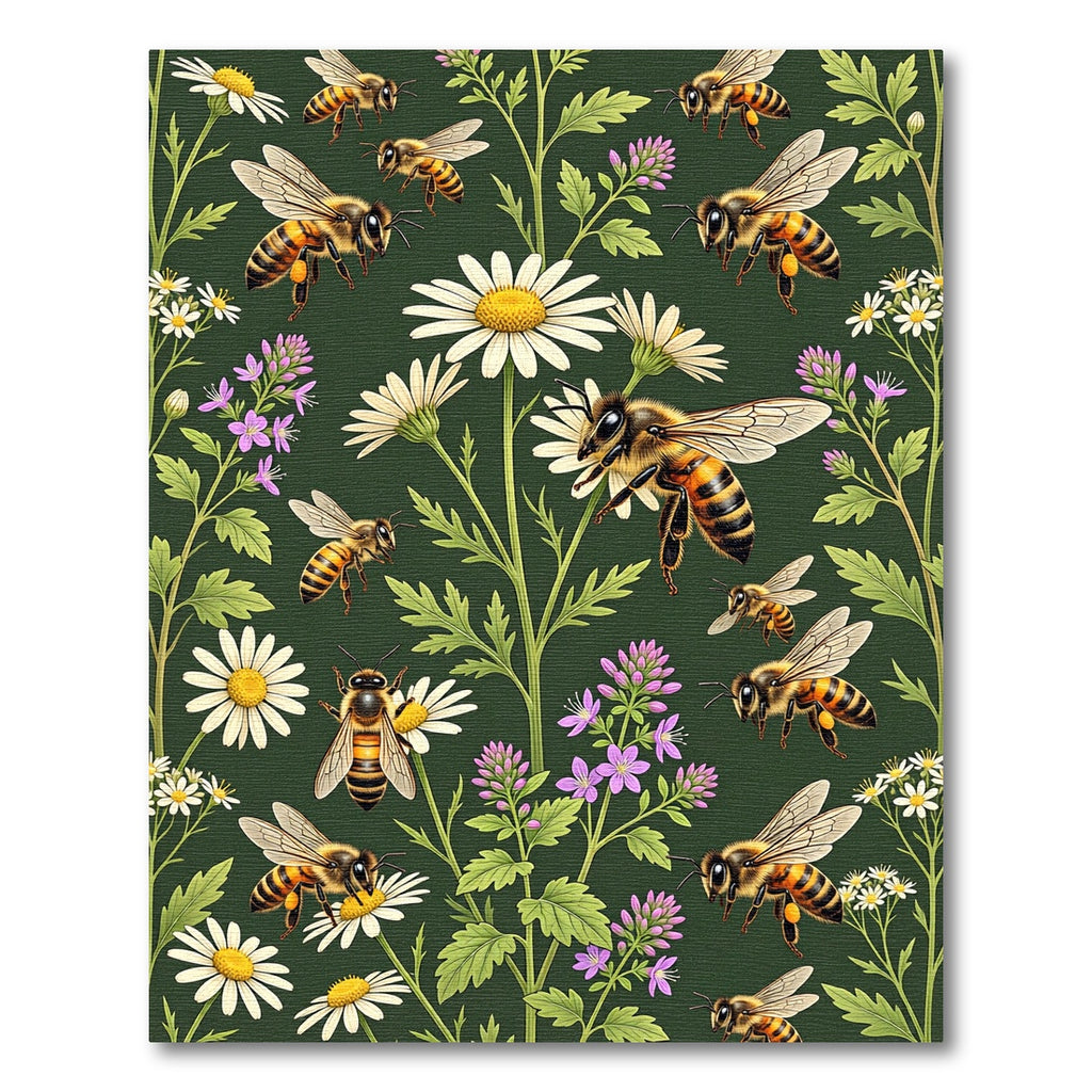 Honeybee and Daisy Garden Botanical Rug