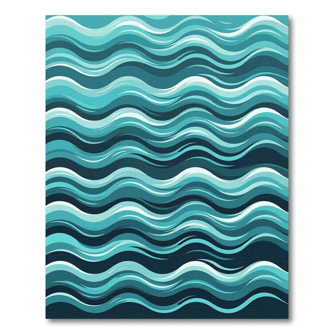 Modern Teal Serene Ocean Waves Rug
