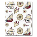 Maroon Sailboat Compass Voyage Print Rug