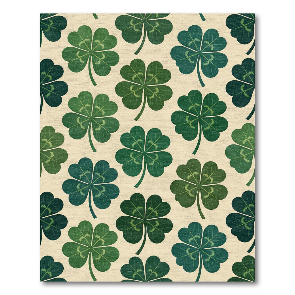 Charming Green Four Leaf Clover Botanical Rug