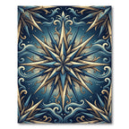 Celestial Blue Gold Starburst Medallion Rug