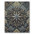Metallic Star Damask Gold Gray Rug