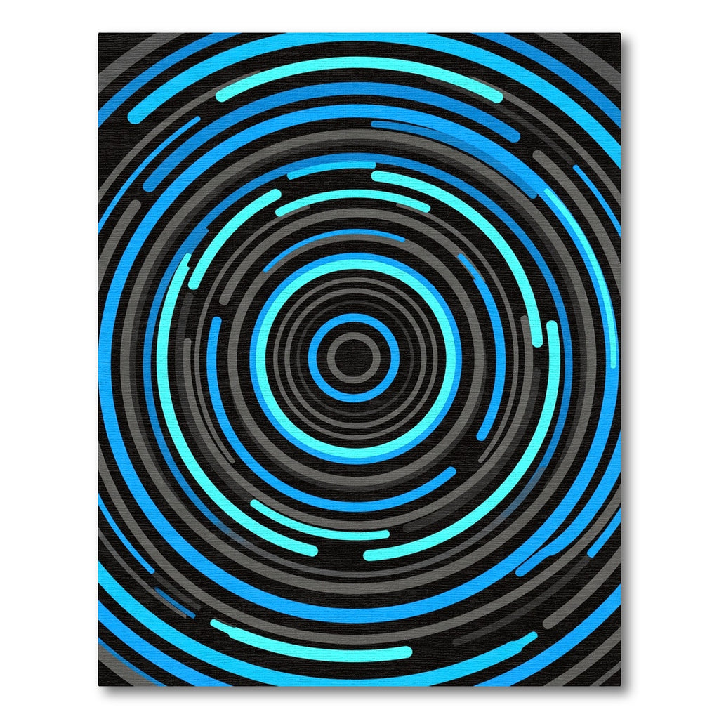 Luminous Blue Concentric Circular Abstract Concentric Rug