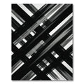 Black White Intersecting Stripe Lines Rug