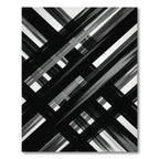 Black White Intersecting Stripe Lines Rug