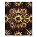 Gilded Crimson Sunburst Geometric Medallion Rug