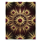 Gilded Crimson Sunburst Geometric Medallion Rug