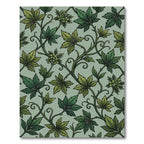 Green Vine Leaf Swirl Arrangement Rug