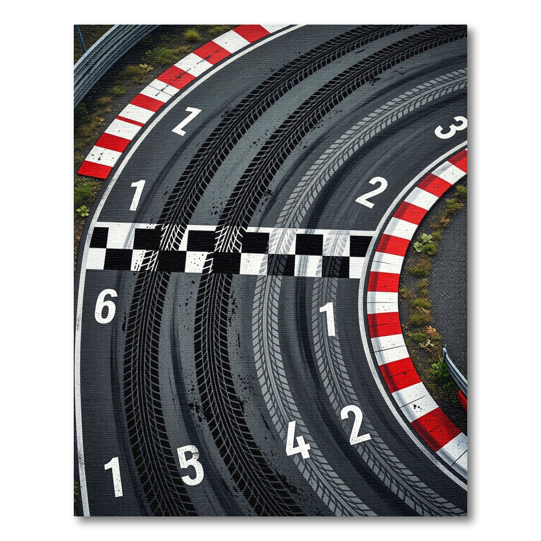 Asphalt Racetrack Monochrome Speed Curve Rug