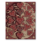 Crimson Red Heart Rose Filigree Rug