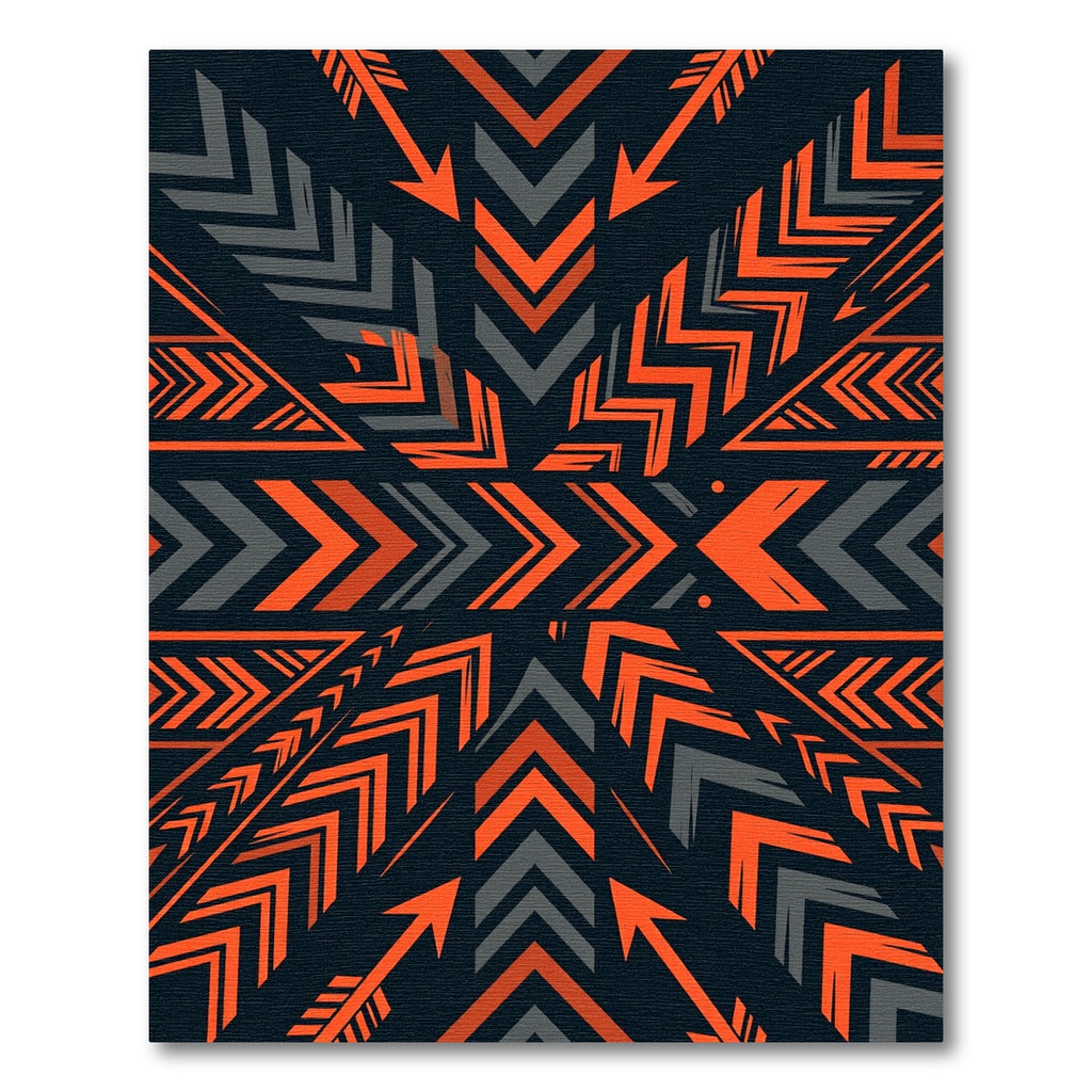 Bold Orange Gray Geometric Arrow Art Rug