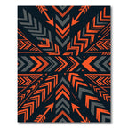Bold Orange Gray Geometric Arrow Art Rug