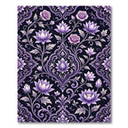 Elegant Purple Rose Lotus Damask Rug