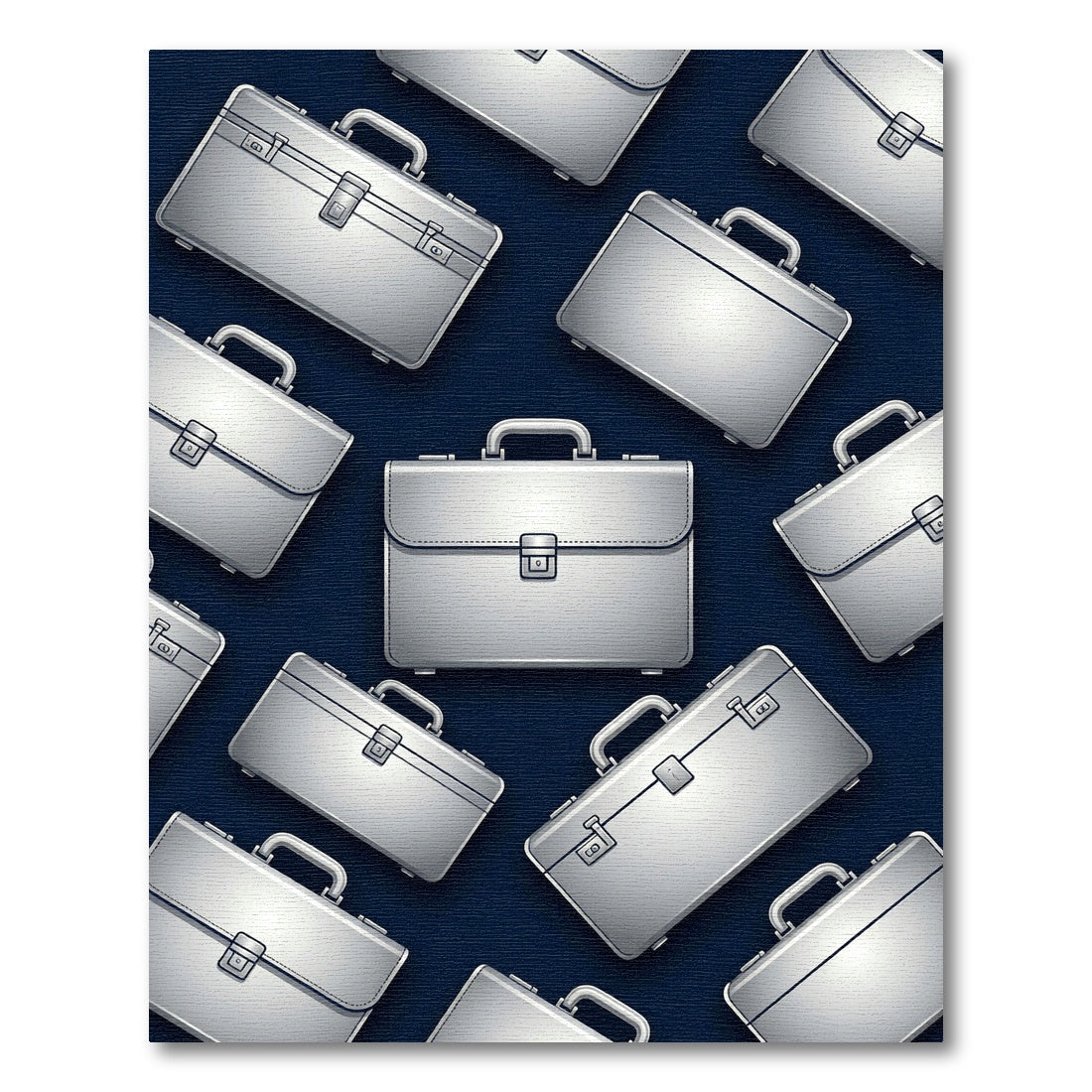 Modern Metallic Silver Briefcase Arrangement Rug