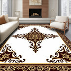 Antique Gold and Burgundy Medallion Frame Rug