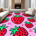 Whimsical Strawberry Patch Pink Rug