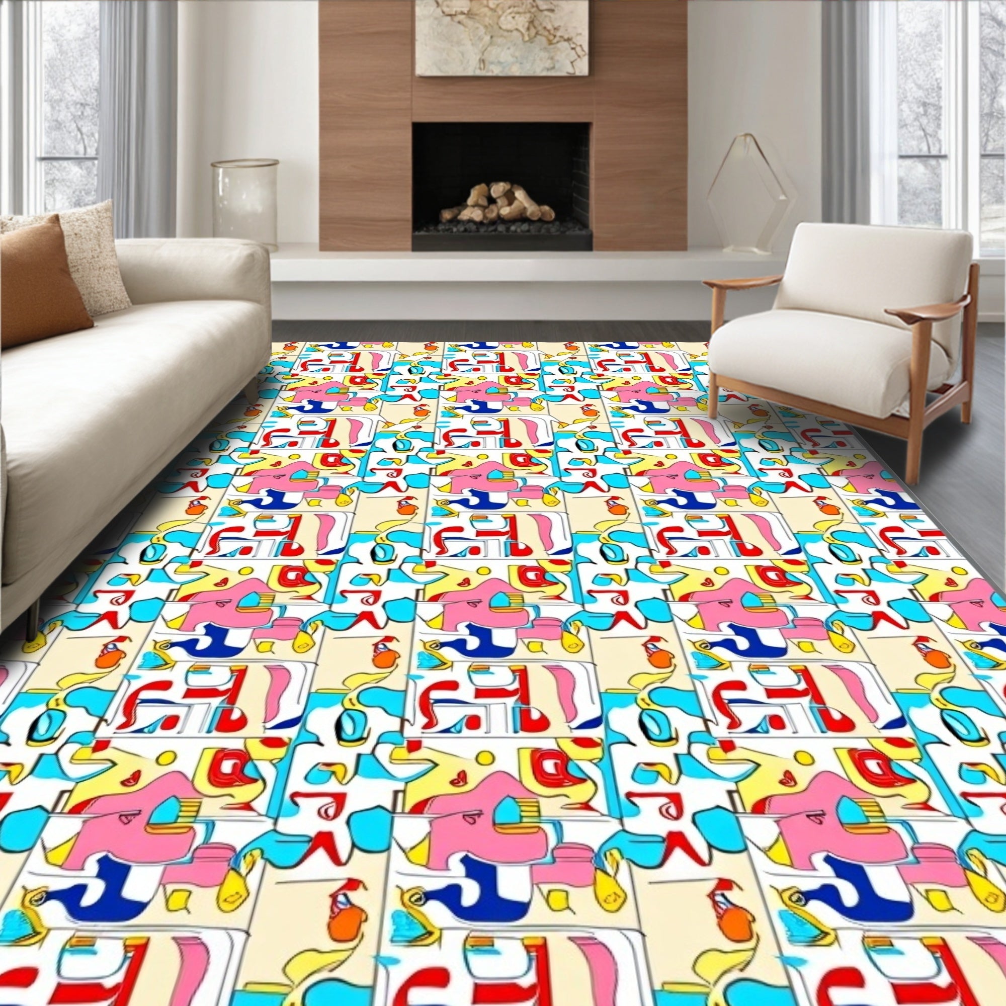 Colorful Abstract Geometric Shapes Rug