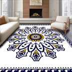Navy Yellow Medallion Mandala Art Rug