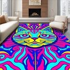 Vibrant Psychedelic Cat Swirl Rug