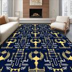 Golden Laurel Trophy Navy Traditional Rug