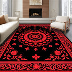 Red Floral Medallion Border Rug